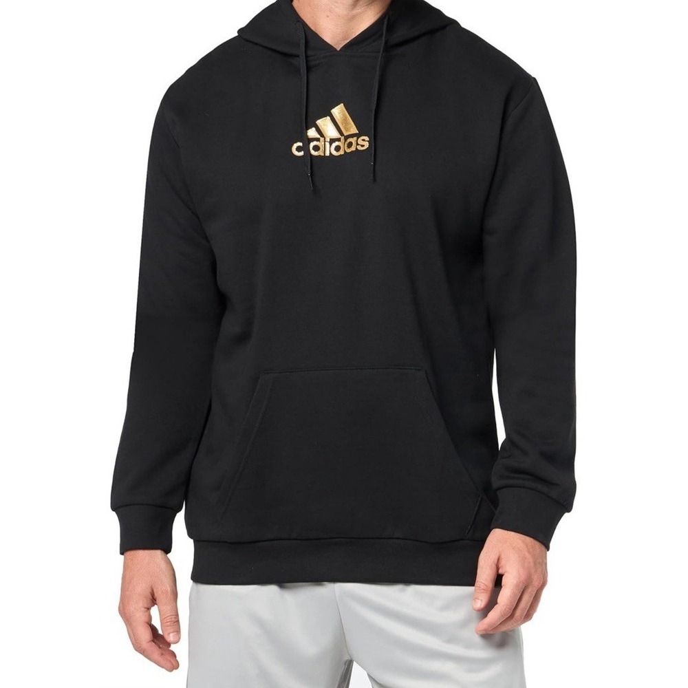 NWT adidas Men's Metallic Graphic Hoodie - Black/Gold - Size XS